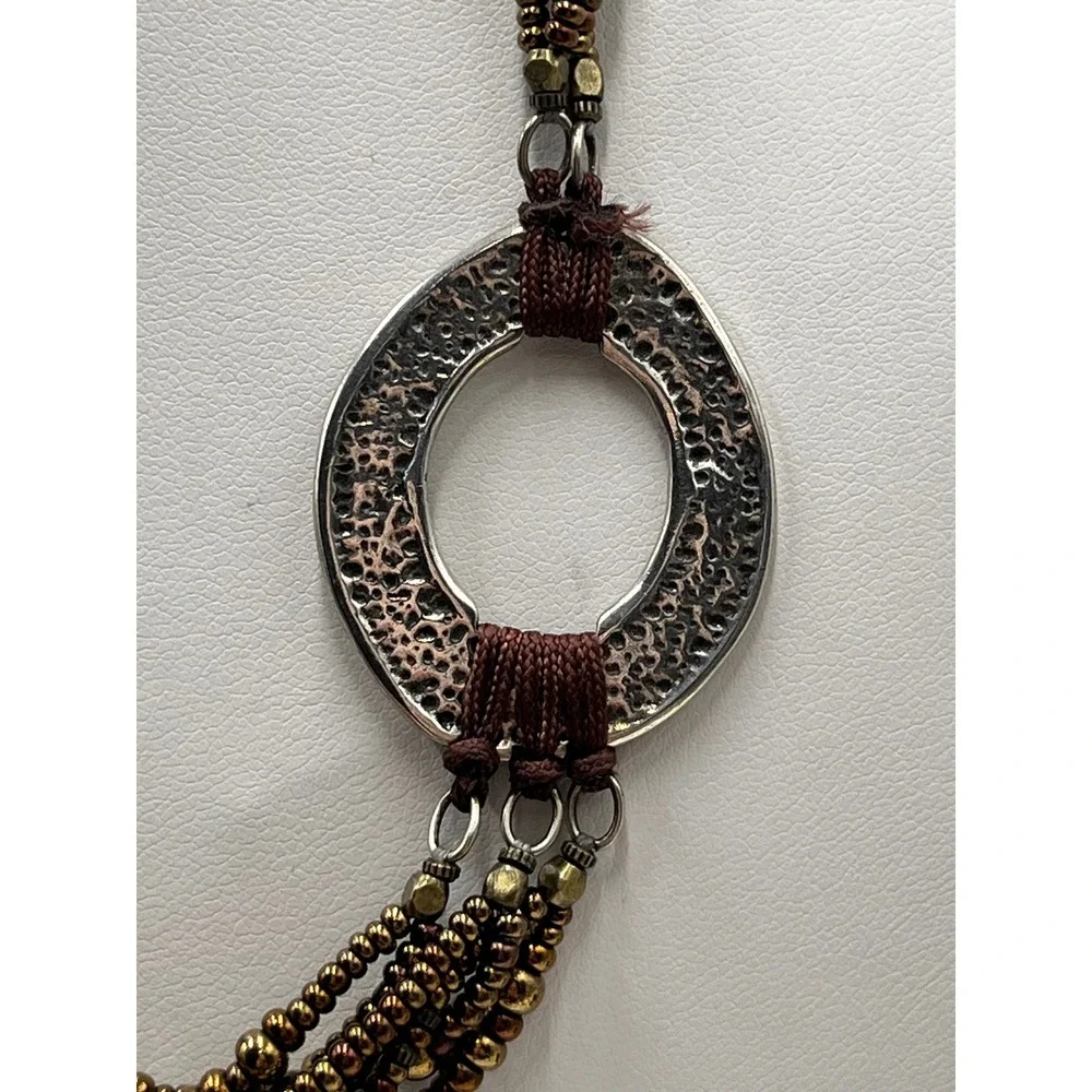 Silpada Retired Sterling Silver N1785 Multi Strand Bronze Seed Bead Necklace
